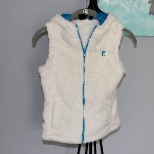 Fila Girls White/Blue Fluffy Vest- Size 7/8